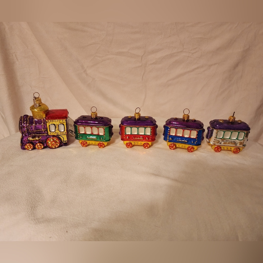 Hand Crafted Train Ornament Set